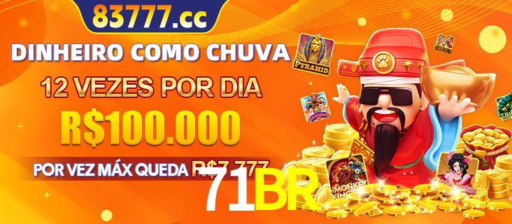 Banner do programa de recompensas Recomende para amigos do 71BR, detalhando os bônus por convidar amigos, com prêmios que chegam a R$288.888.