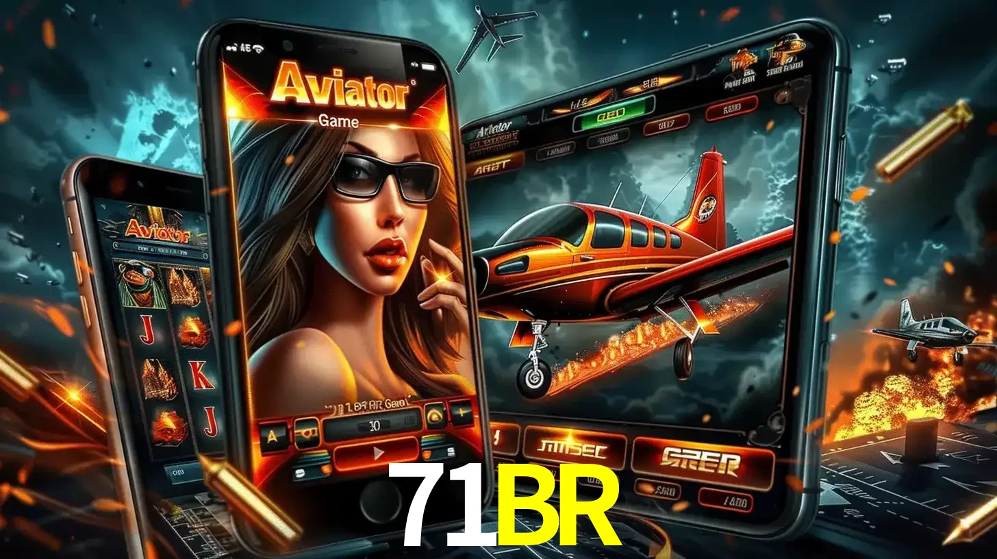 O popular jogo de apostas Aviator exibido em vários celulares e tablets, mostrando a interface emocionante e a ação de voo disponíveis para jogar agora no 71BR.