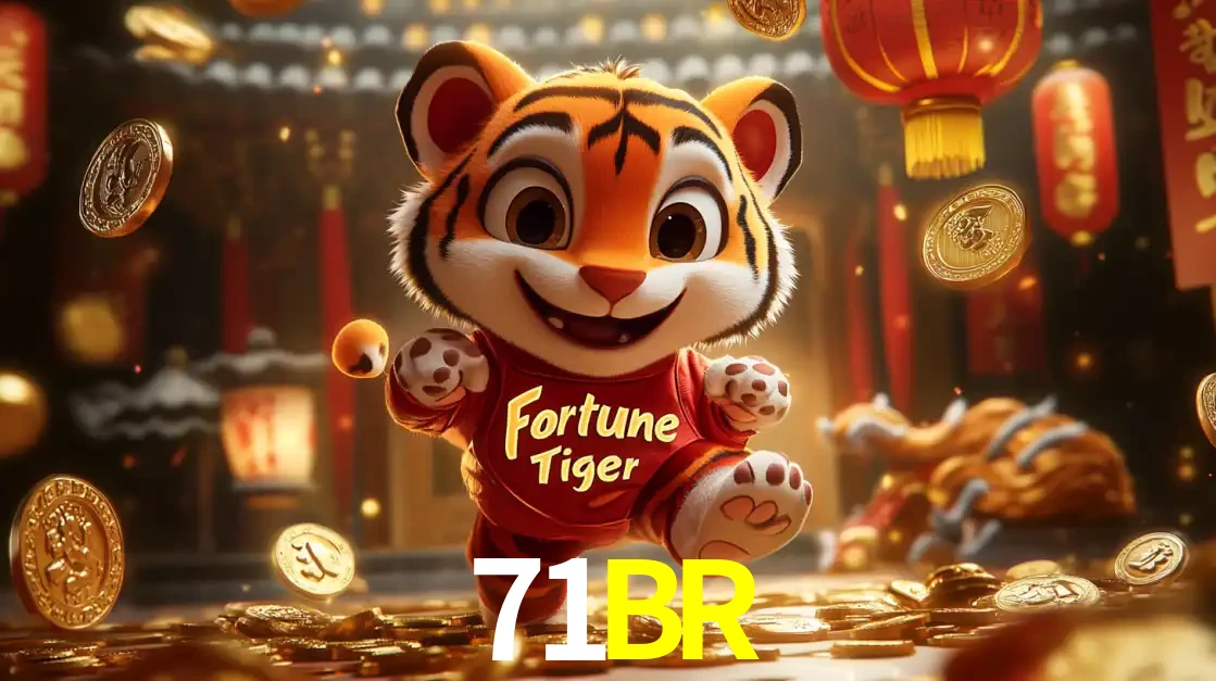 O alegre personagem do Fortune Tiger correndo sobre um caminho de moedas de ouro, simbolizando os grandes prêmios e a diversão do popular jogo de slot do 71BR.