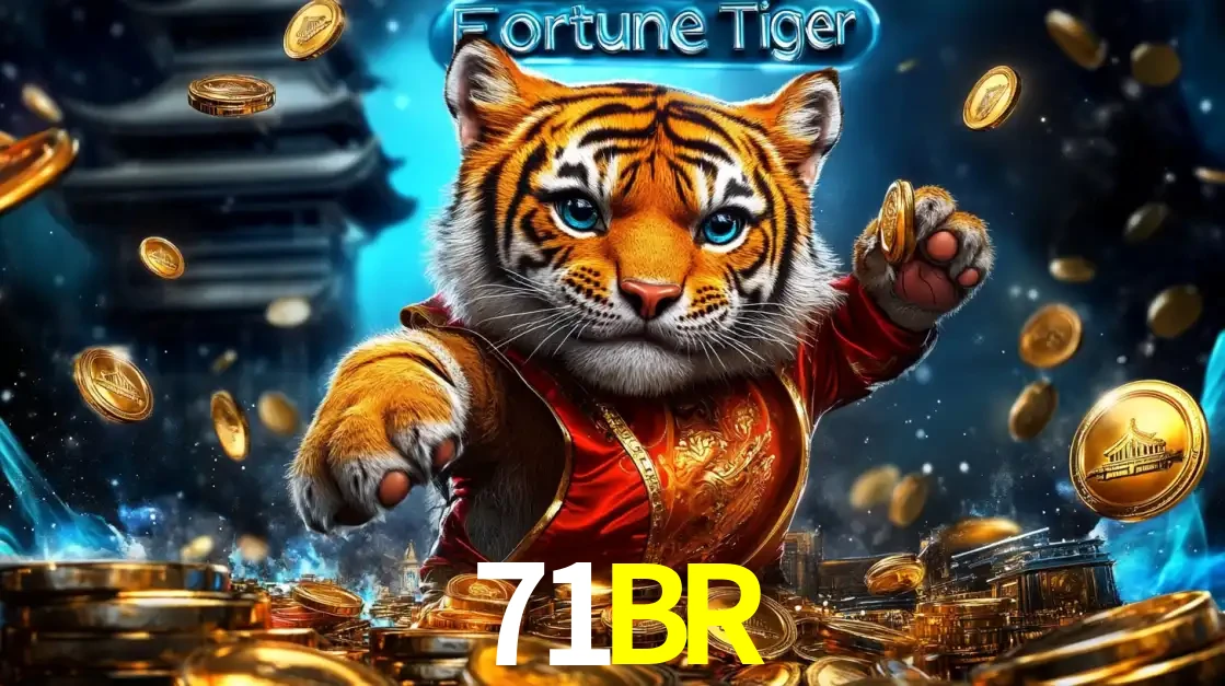 Imagem promocional do jogo de slot Fortune Tiger, com um tigre majestoso em traje tradicional cercado por uma fortuna em moedas de ouro, disponível agora no cassino 71BR.